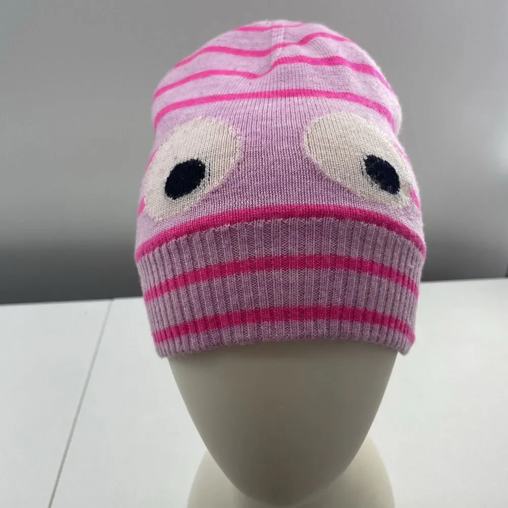 J CREW CREWCUTS Size S/M Classic Max‎ The Monster Beanie Hat Wool Pink Eyes